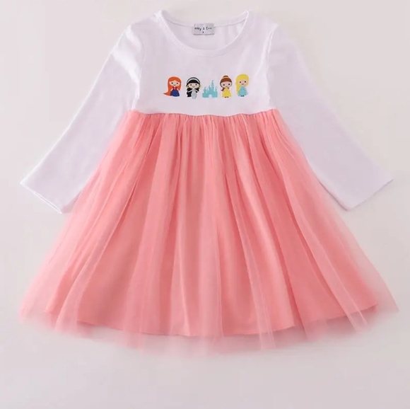 Abby & Evie Charming Princess Long Sleeve Dress in Pink and White Sz 2T - Picture 1 of 5